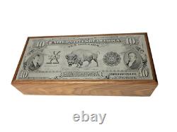Unique 1901 10 Dollar U S Note Bison Buffalo Bill Metal Engraved Note Wood Box