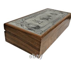 Unique 1901 10 Dollar U S Note Bison Buffalo Bill Metal Engraved Note Wood Box