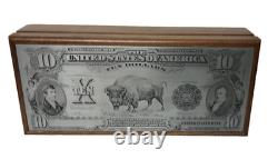 Unique 1901 10 Dollar U S Note Bison Buffalo Bill Metal Engraved Note Wood Box