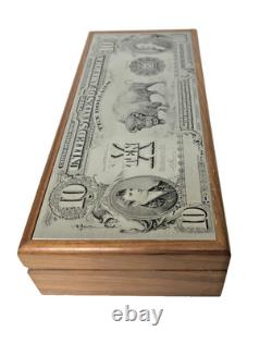 Unique 1901 10 Dollar U S Note Bison Buffalo Bill Metal Engraved Note Wood Box