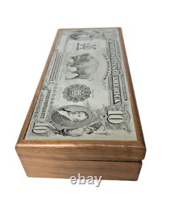 Unique 1901 10 Dollar U S Note Bison Buffalo Bill Metal Engraved Note Wood Box