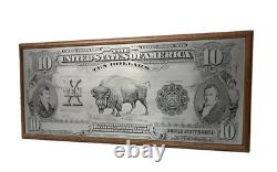 Unique 1901 10 Dollar U S Note Bison Buffalo Bill Metal Engraved Note Wood Box