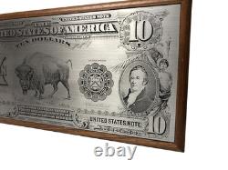 Unique 1901 10 Dollar U S Note Bison Buffalo Bill Metal Engraved Note Wood Box