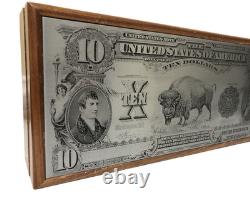Unique 1901 10 Dollar U S Note Bison Buffalo Bill Metal Engraved Note Wood Box