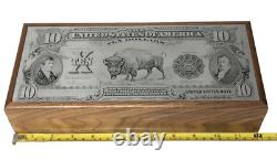 Unique 1901 10 Dollar U S Note Bison Buffalo Bill Metal Engraved Note Wood Box