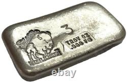 Us Bison Bullion Silver 3 Troy Oz Poured. 999 Silver Loaf Style Bar