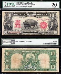 VERY NICE Bold VF MULE 1901 $10 BISON US Note! PMG 20! FREE SHIP! E53953392