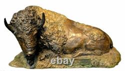 VERY RARE Limited Edition 8/20 Maryann Eikens Bronze Sculpture Reclining Bison