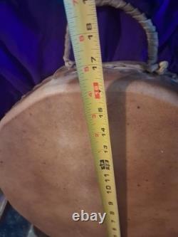 VINTAGE 1980s NATIVE AMERICAN BISON HIDE DOUBLE SIDED DRUM QUALITY