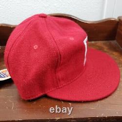 VINTAGE Buffalo Bison Hat Cap Mens 7 Ebbets City Flannels Red Wool USA New
