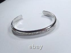 VINTAGE Signed Navajo Stamp Sterling Silver BISON design Cuff Bracelet 20.6 gram