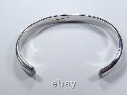 VINTAGE Signed Navajo Stamp Sterling Silver BISON design Cuff Bracelet 20.6 gram