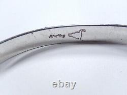 VINTAGE Signed Navajo Stamp Sterling Silver BISON design Cuff Bracelet 20.6 gram