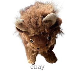 VTG Antique Buffalo Bison Plush Stuffed Animal 9 Inch Realistic Genuine Fur RARE