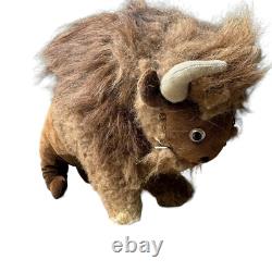 VTG Antique Buffalo Bison Plush Stuffed Animal 9 Inch Realistic Genuine Fur RARE