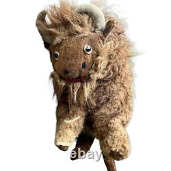VTG Antique Buffalo Bison Plush Stuffed Animal Realistic Genuine Fur 9 Rare