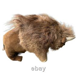 VTG Antique Buffalo Bison Plush Stuffed Animal Realistic Genuine Fur 9 Rare