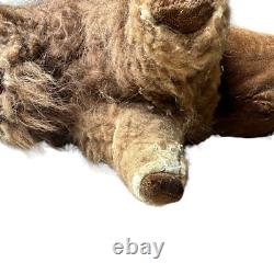 VTG Antique Buffalo Bison Plush Stuffed Animal Realistic Genuine Fur 9 Rare