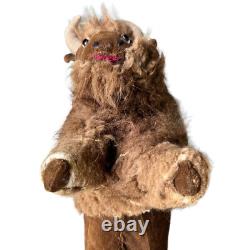 VTG Antique Buffalo Bison Plush Stuffed Animal Realistic Genuine Fur 9 Rare