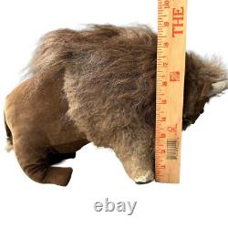 VTG Antique Buffalo Bison Plush Stuffed Animal Realistic Genuine Fur 9 Rare
