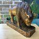 VTG Art Wood Hand Carved American Bison Buffalo Heavy Fine Details Adzed 12 L