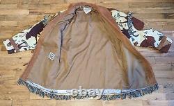 VTG Pioneer Wear Buffalo Blanket Coat LARGE Fringe Bison USA Western Jacket