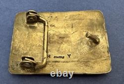 VTG Small Mid Size Sterling Silver Native Signed HY 2 Buffalo Bison Belt Buckle