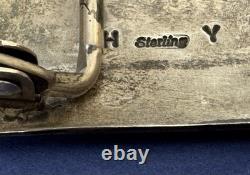 VTG Small Mid Size Sterling Silver Native Signed HY 2 Buffalo Bison Belt Buckle