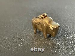 Vintage 14k Yellow Gold Buffalo Bison Artisan Made 3-dimensional Charm Pendant