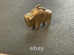 Vintage 14k Yellow Gold Buffalo Bison Artisan Made 3-dimensional Charm Pendant