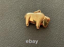 Vintage 14k Yellow Gold Buffalo Bison Artisan Made 3-dimensional Charm Pendant