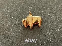 Vintage 14k Yellow Gold Buffalo Bison Artisan Made 3-dimensional Charm Pendant
