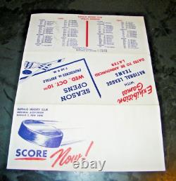 Vintage 1962-63 Buffalo Bisons Ahl Hockey Schedule, Complete, Beautiful Colors