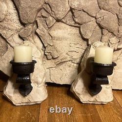 Vintage 1970 Syroco Bison Wall Decor Matching Wall Candle Holders Plastic Resin