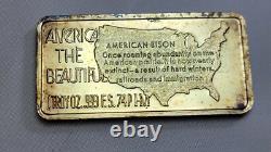 Vintage 1974 Hamilton Mint ATB 24K EGP 1 Ounce Silver American Bison
