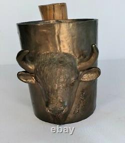 Vintage'77 American Artist Carl Wagner Signed LE Bronze Mug American Bison