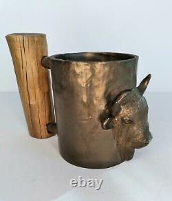 Vintage'77 American Artist Carl Wagner Signed LE Bronze Mug American Bison