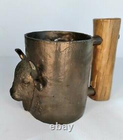 Vintage'77 American Artist Carl Wagner Signed LE Bronze Mug American Bison