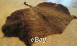 Vintage American Bison Tanned Hide Rug, Large Winter Coat, Taxidermy