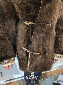Vintage Authentic Buffalo Bison Fur Coat Mountain Man Display Sz L/ XL