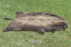 Vintage BISON BUFFALO HIDE RUG 105 X 58 #06771