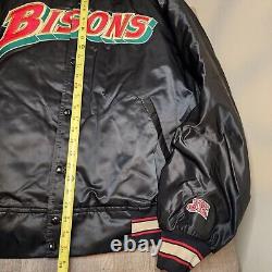 Vintage BUFFALO BISONS Satin Bomber Jacket Men's XXL 80s 90s Spellout USA Rare
