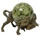 Vintage Bronze Bull Buffalo Bison Round Marble Sphere Body Wall Street Sculpture