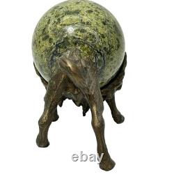 Vintage Bronze Bull Buffalo Bison Round Marble Sphere Body Wall Street Sculpture