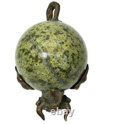 Vintage Bronze Bull Buffalo Bison Round Marble Sphere Body Wall Street Sculpture