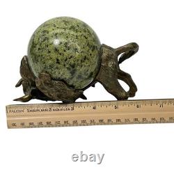 Vintage Bronze Bull Buffalo Bison Round Marble Sphere Body Wall Street Sculpture