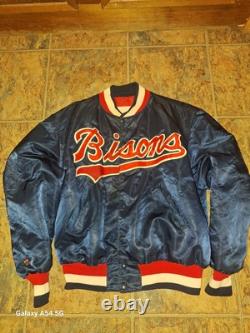 Vintage Buffalo Bisons Jacket Mens Blue 1980s MLB Baseball USA See Measurements