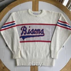 Vintage Buffalo Bisons Sweater S Cliff Engle 1984 Minor League Baseball Cream