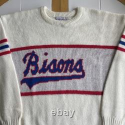 Vintage Buffalo Bisons Sweater S Cliff Engle 1984 Minor League Baseball Cream