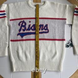 Vintage Buffalo Bisons Sweater S Cliff Engle 1984 Minor League Baseball Cream